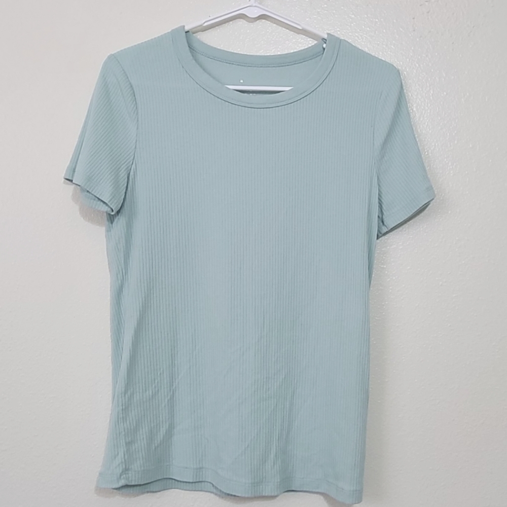 Mint Ribbed Scoop Neck Tee - a new day